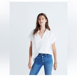 Madewell Central Shirt in Pure White, Size Small